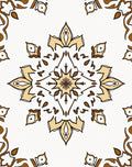Cream Brown Floral Starburst Mandala Rug