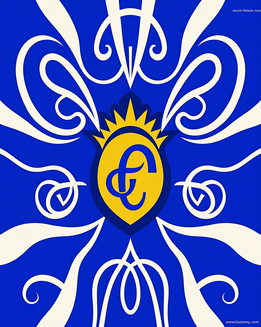 Royal Blue Golden Crest Embrace Rug