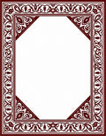 Maroon Elaborate Floral Octagon Frame Rug