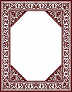 Maroon Elaborate Floral Octagon Frame Rug