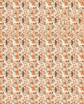 Mid Century Architectural Buildings Orange Cream Rug
