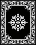 Black White Floral Medallion Border Rug