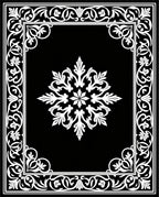 Black White Floral Medallion Border Rug