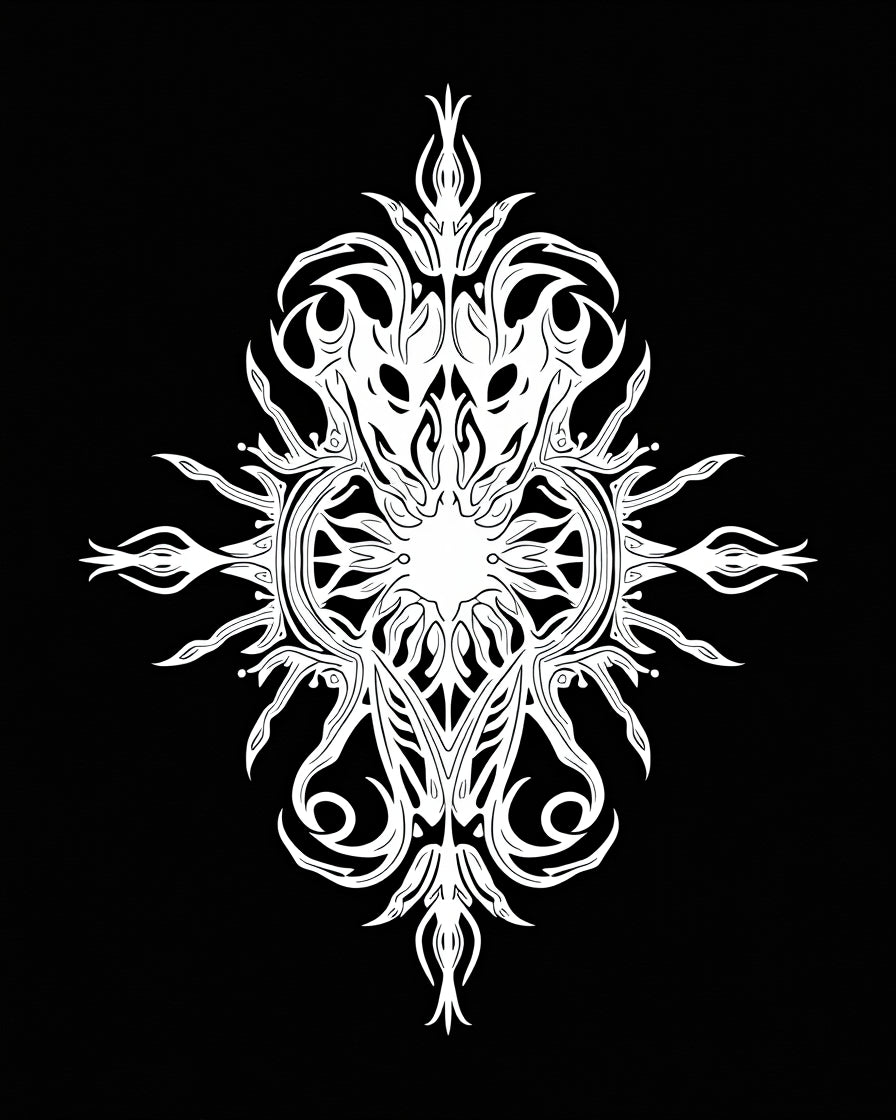 Monochromatic Dark Fantasy Crest Rug