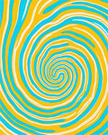 Vibrant Yellow Aqua Swirl Spiral Rug