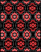 Vibrant Scarlet Red Black Bloom Oval Rug