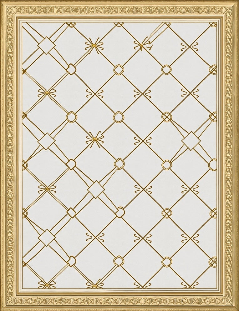 Gold Lattice Contemporary Geometric Rug