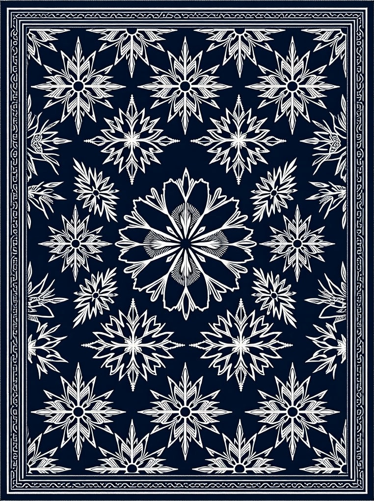 Navy White Starburst Medallion Rug