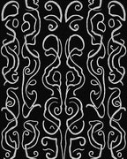 Organic White Swirls Black Textured Rug