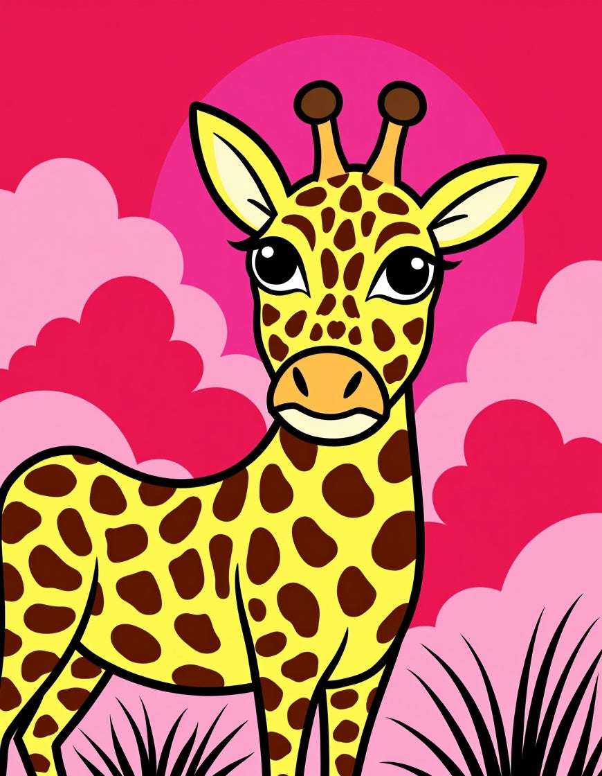Playful Giraffe With Pink Sky Rug