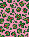Pink Green Holly Berry Blossoms Rug