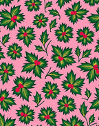 Pink Green Holly Berry Blossoms Rug