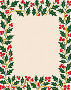 Green Holly Berry Border Rug