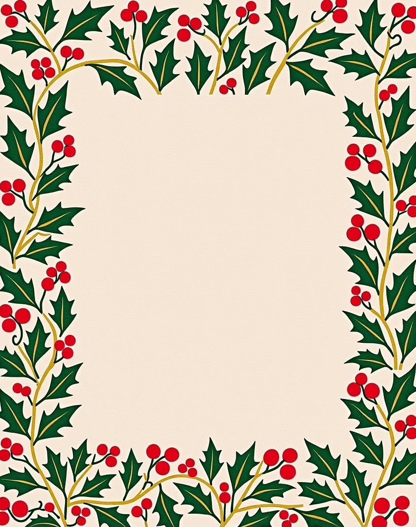 Green Holly Berry Border Rug