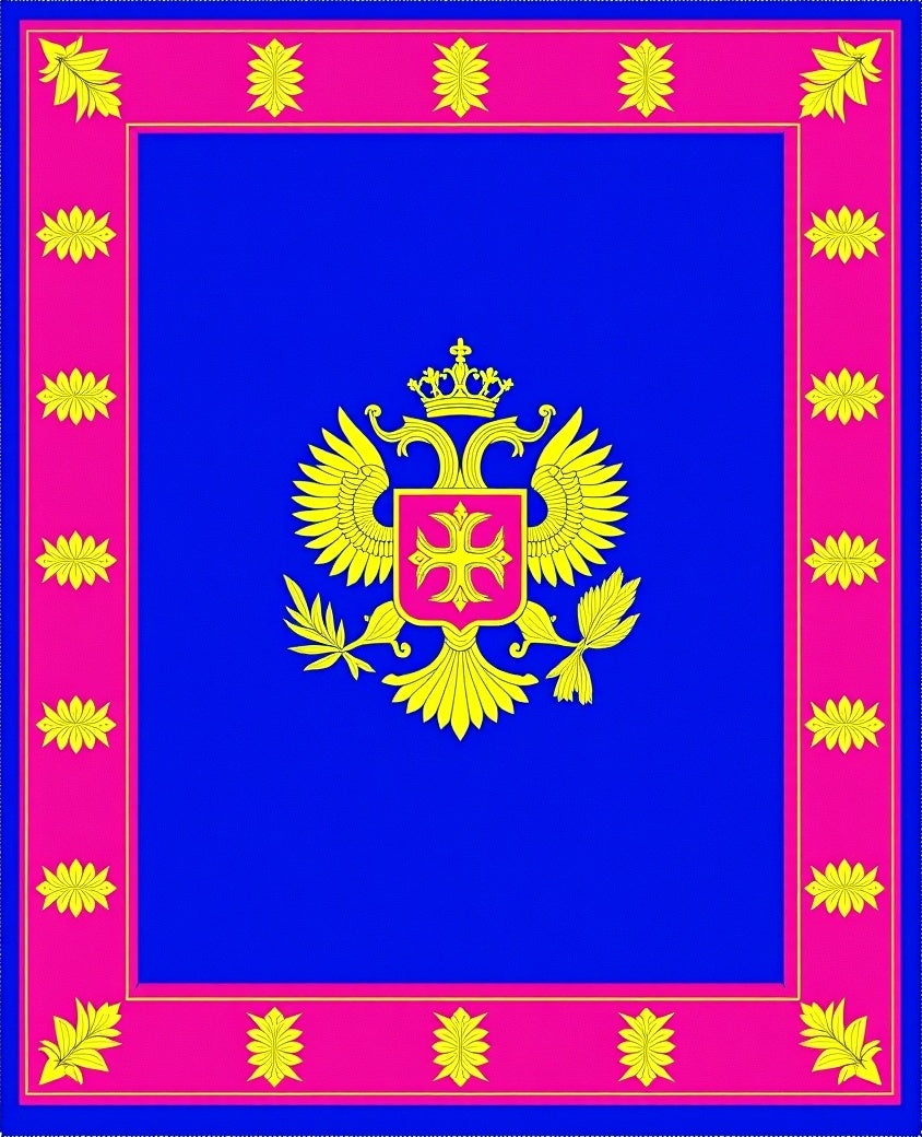 Royal Blue Golden Double Eagle Medallion Rug