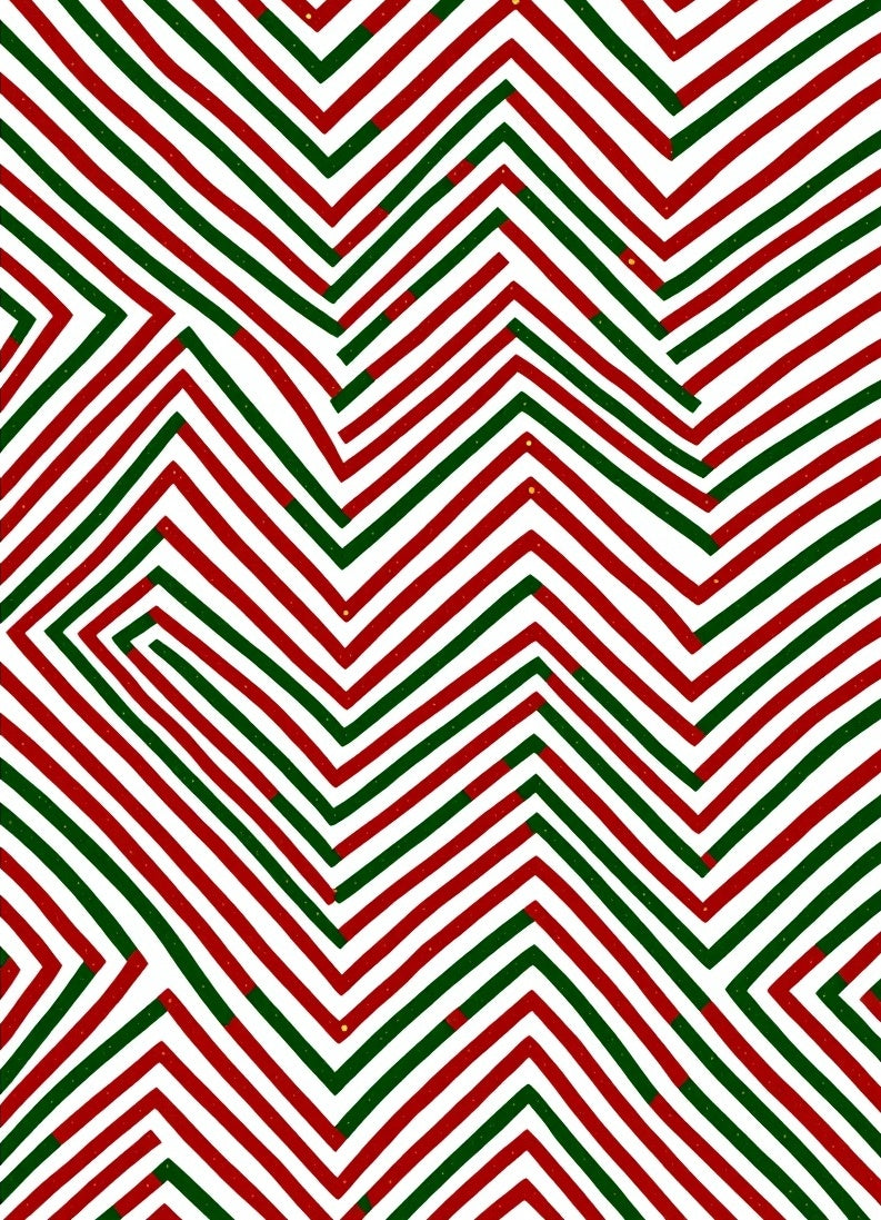 Red Green Zigzag Interlocking Lines Rug