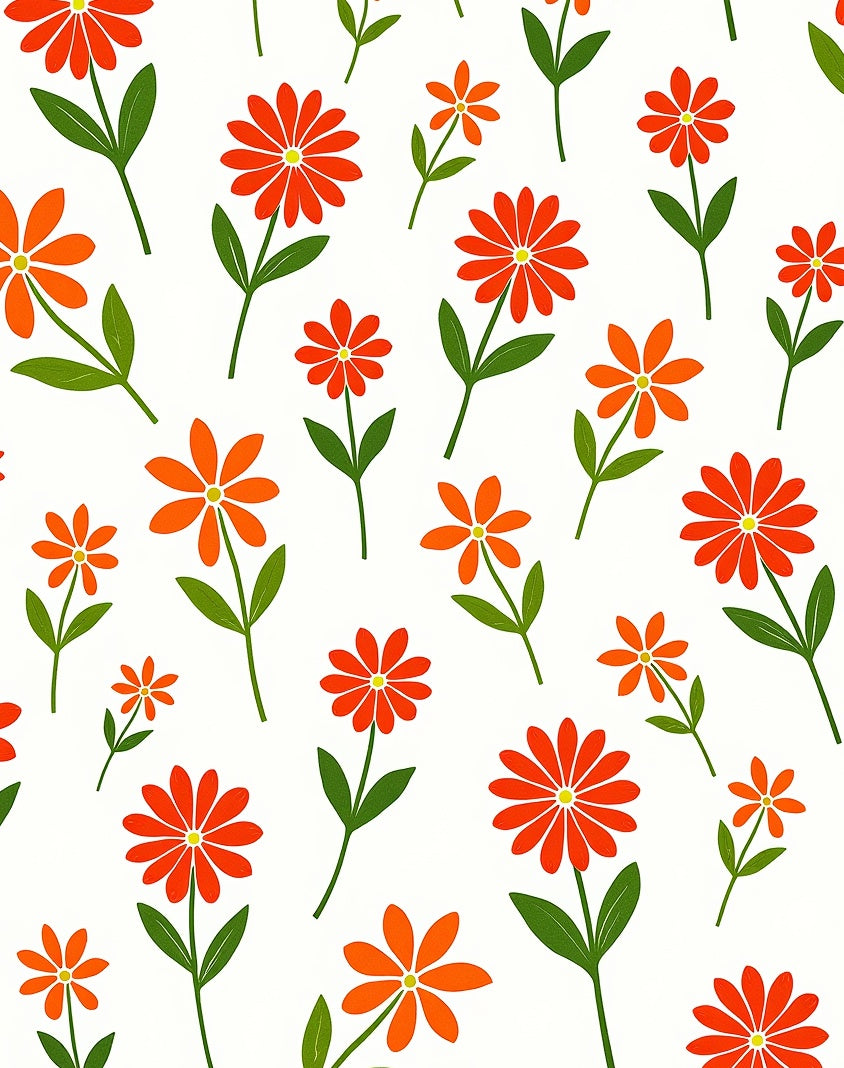 Retro Orange Daisy Meadow Rug