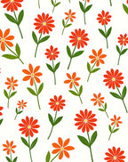 Retro Orange Daisy Meadow Rug