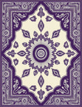 Ornate Purple Sunflower Medallion Border Rug