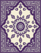 Ornate Purple Sunflower Medallion Border Rug