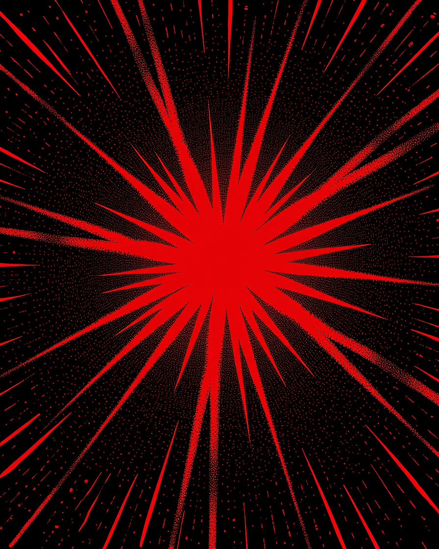 Vibrant Red Burst Abstract Rug