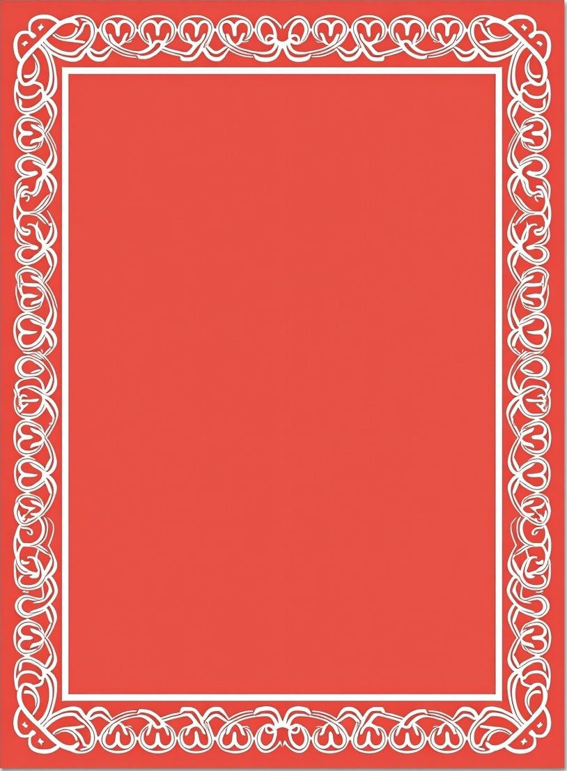 Coral White Floral Border Rug
