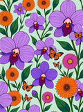 Vibrant Orchid And Butterfly Garden Rug