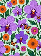 Vibrant Orchid And Butterfly Garden Rug
