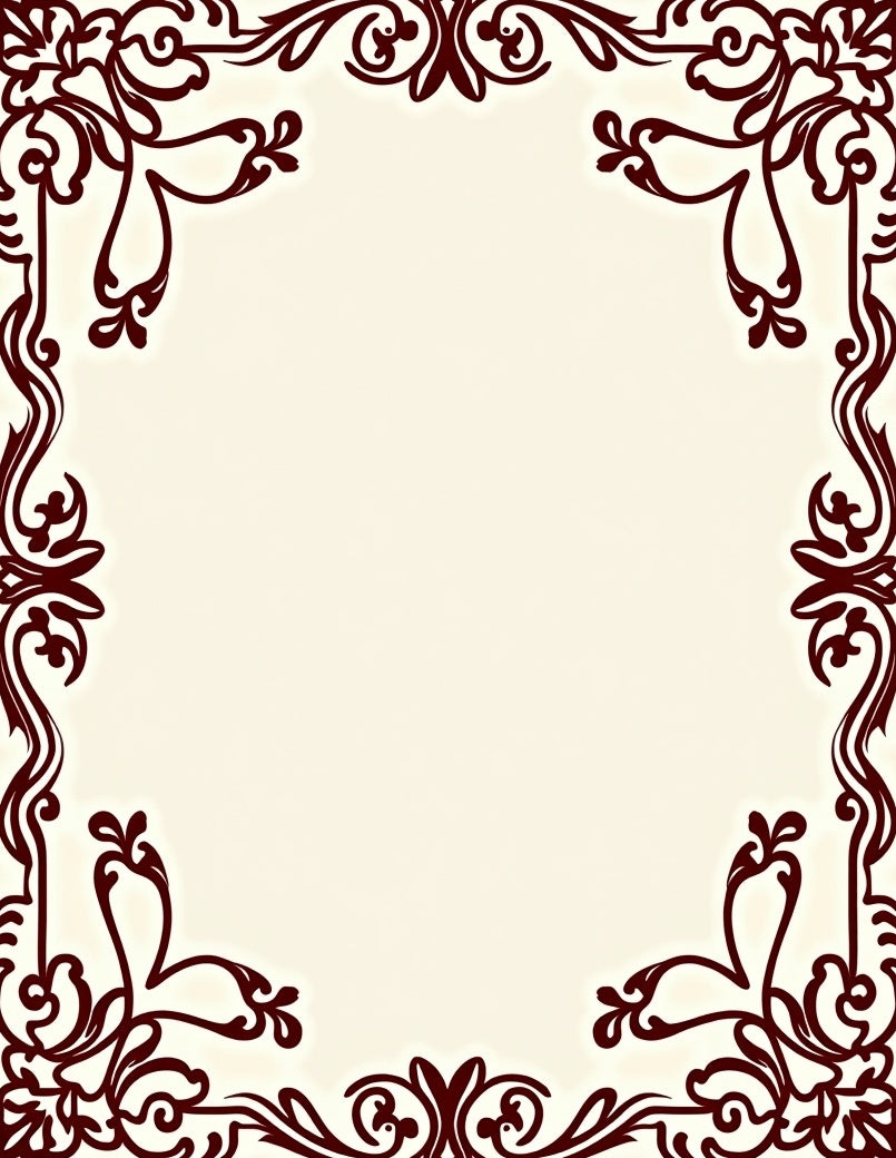Deep Red Acanthus Swirl Flourish Frame Rug