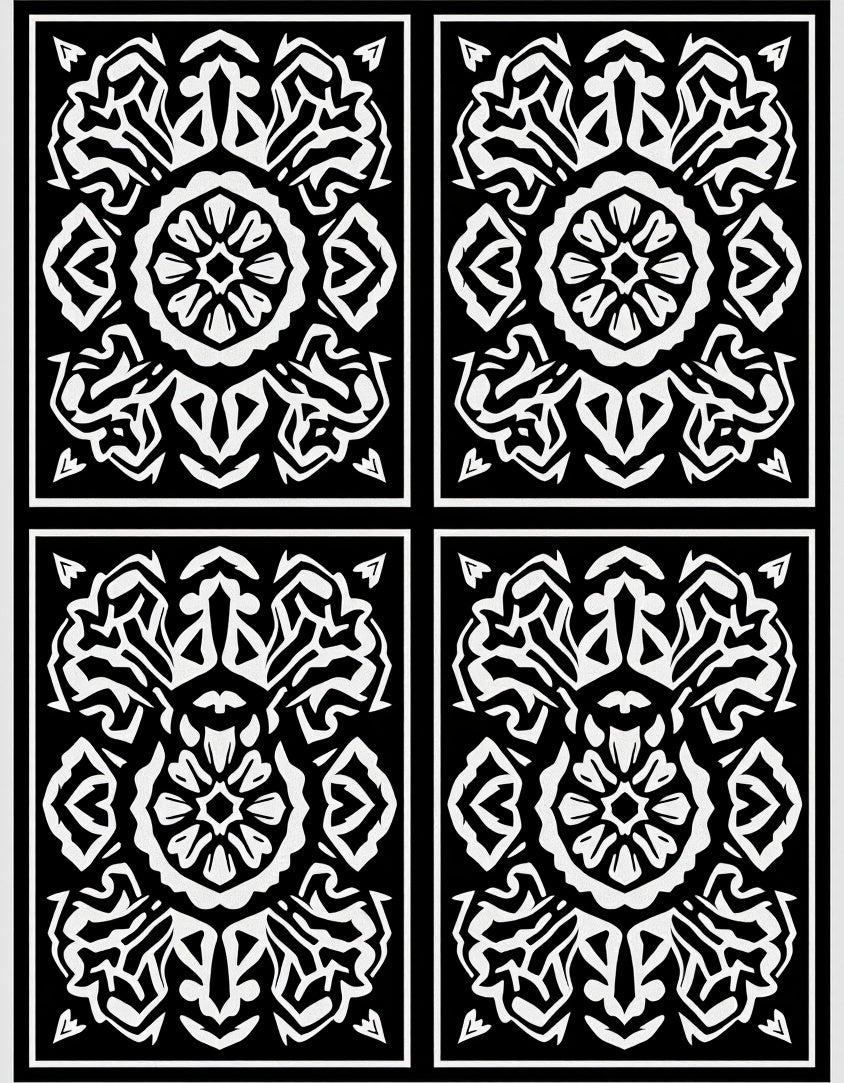 Black White Ornamental Medallion Panels Rug