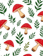 Red Polka Dot Mushroom Foliage Scatter Rug