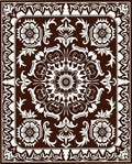 Brown White Ornamental Medallion Rug