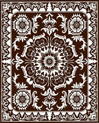 Brown White Ornamental Medallion Rug