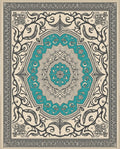 Teal Medallion Arabesque Scroll Rug