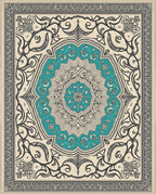 Teal Medallion Arabesque Scroll Rug