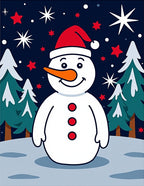 Festive Snowman Amongst Snowy Pines Rug