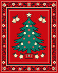 Festive Red Christmas Tree Bell Border Rug