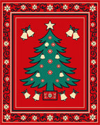 Festive Red Christmas Tree Bell Border Rug