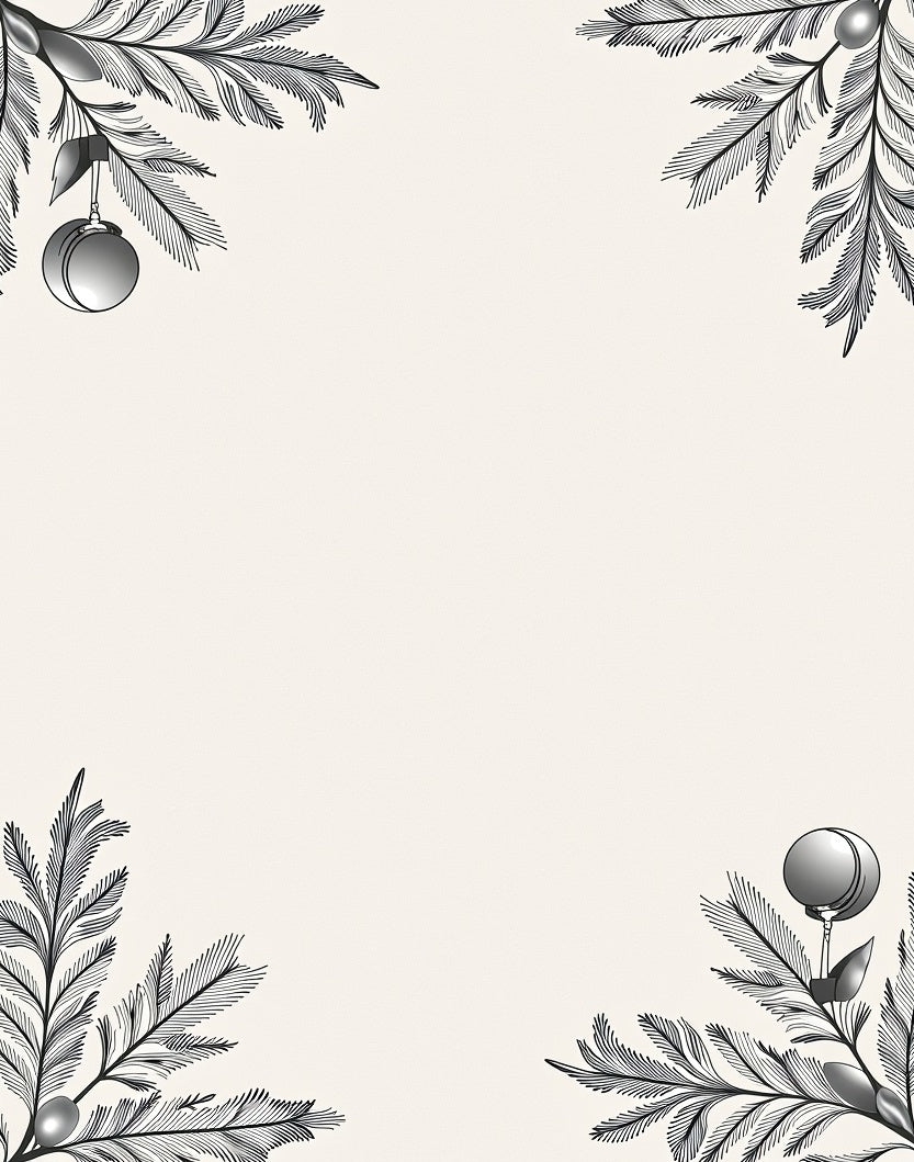 Elegant Pine Needle Ornament Arrangement Rug