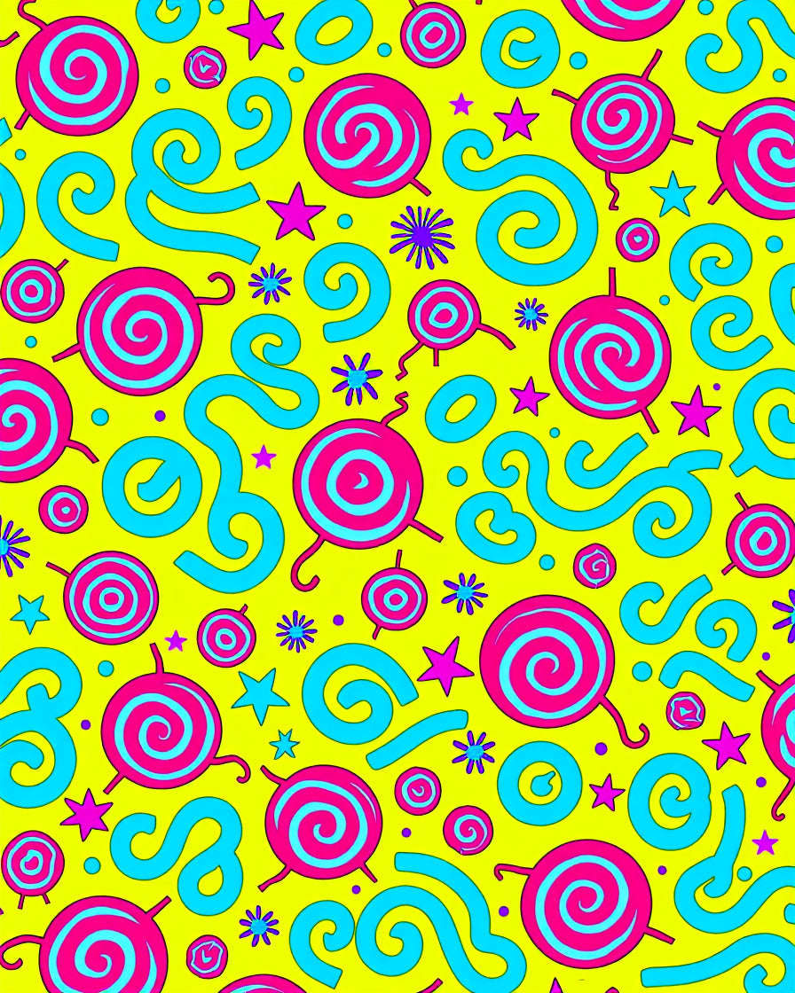 Bright Pink Blue Swirl Lollypop Stars Rug