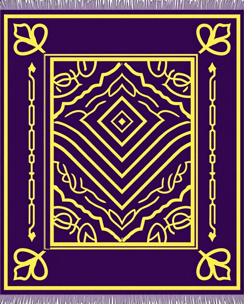 Deep Purple Yellow Geometric Medallion Rug