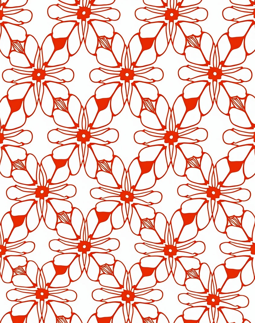 Bold Orange Floral Lattice Rug