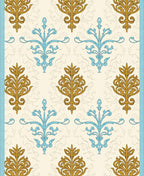 Gilded Aqua Ornamental Scroll Rug