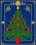 Golden Star Festive Pine Tree Rug
