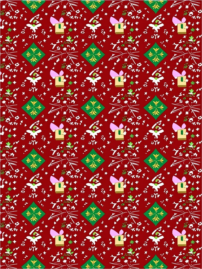 Red Green Gift Box Lucky Clover Rug
