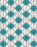 Teal Floral Lattice Medallion Rug