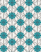 Teal Floral Lattice Medallion Rug