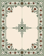 Ornate Crimson Floral Border Medallion Rug