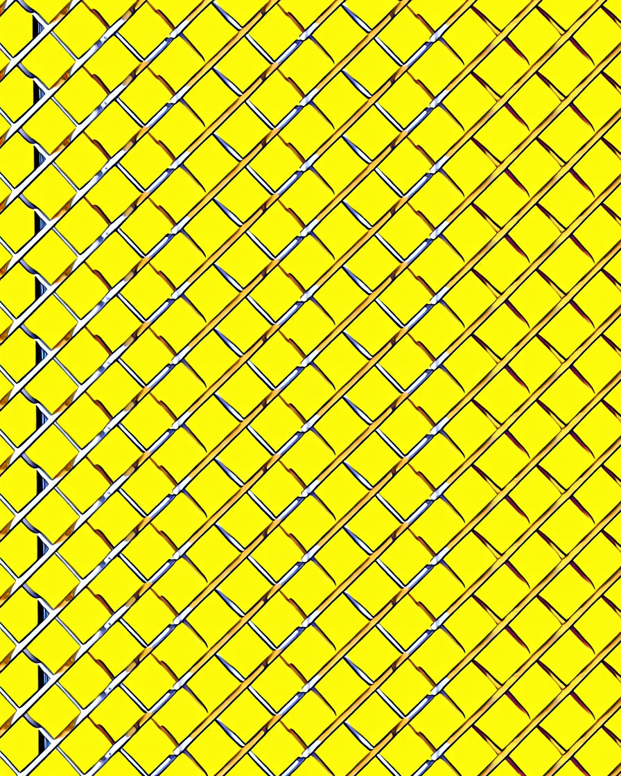 Bright Yellow Diagonal Grid Rug