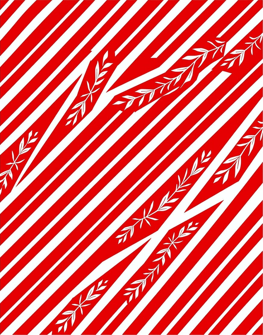 Crimson White Diagonal Branch Stripe Rug